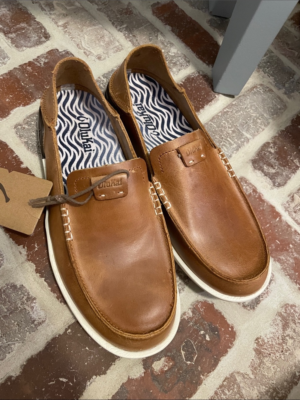 Men's Olukai Kakaha Fox Leather Slip-on convertible Shoes US Size 8 New w/ Tags